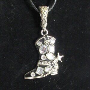 COWGIRL BOOT PENDANT + EARRINGS RHINESTONES